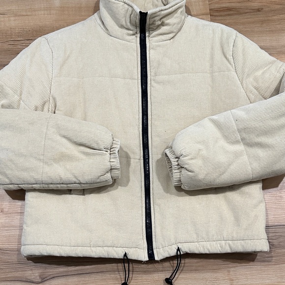 Like New Cream Corduroy Jacket with Black Zipper - Picture 5 of 6